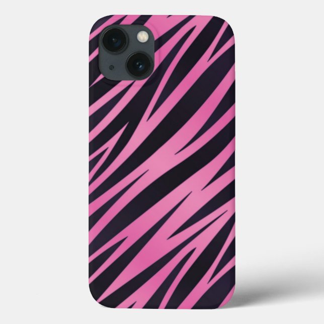 Funda De Case-Mate Para iPhone Fondo de banda de cebra rosa (Reverso)