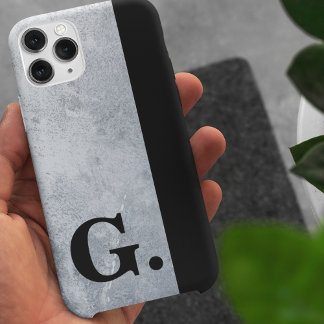 Funda Para iPhone 11 Fondo de cemento negro con monograma para hombres