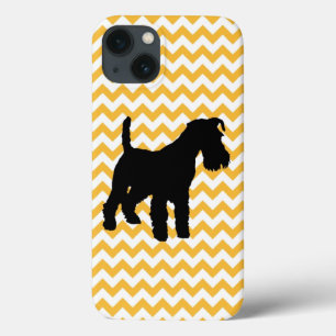 Funda Para iPhone 13 Fondo De Chevron Con Silhouette Schnauzer