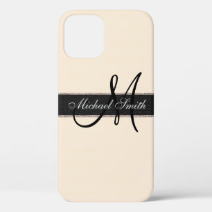 Funda Para iPhone 12 Pro Fondo de color blanco antiguo monograma