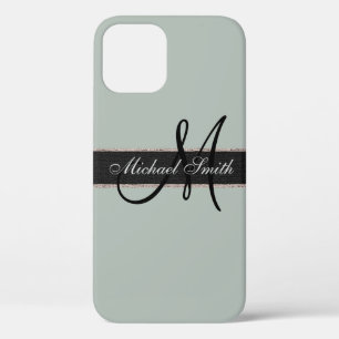 Funda Para iPhone 12 Pro Fondo de color gris de ash monograma