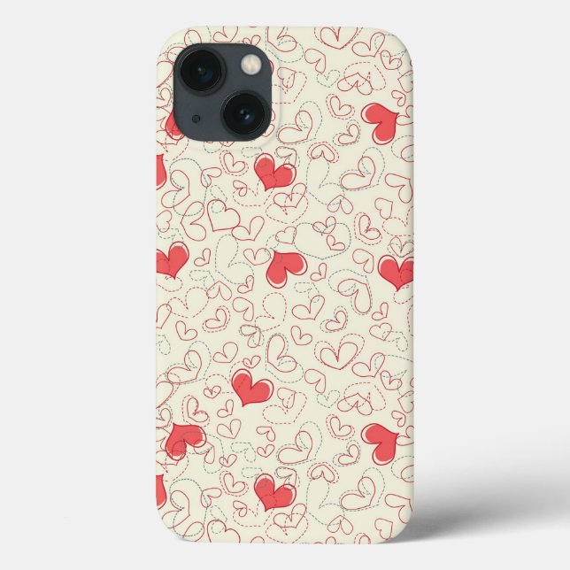 Funda De Case-Mate Para iPhone Fondo de Corazones Cutas (Reverso)