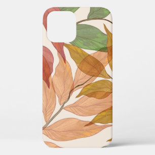 Funda Para iPhone 12 fondo de cosecha ininterrumpida Vintage con hojas 