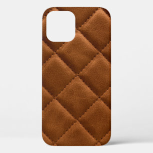 Funda Para iPhone 12 Fondo de cuero de rombos marrones
