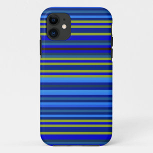 Funda Para iPhone 11 Fondo de franjas cian amarillo azul