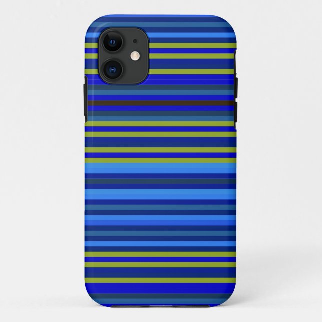 Funda De Case-Mate Para iPhone Fondo de franjas cian amarillo azul (Reverso)