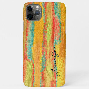 Funda Para iPhone 11 Pro Max Fondo De Grano De Madera Moderna Y Colorida #7