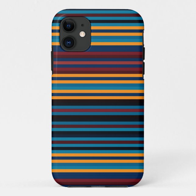 Funda De Case-Mate Para iPhone Fondo de las franjas marrones amarillos azules (Reverso)