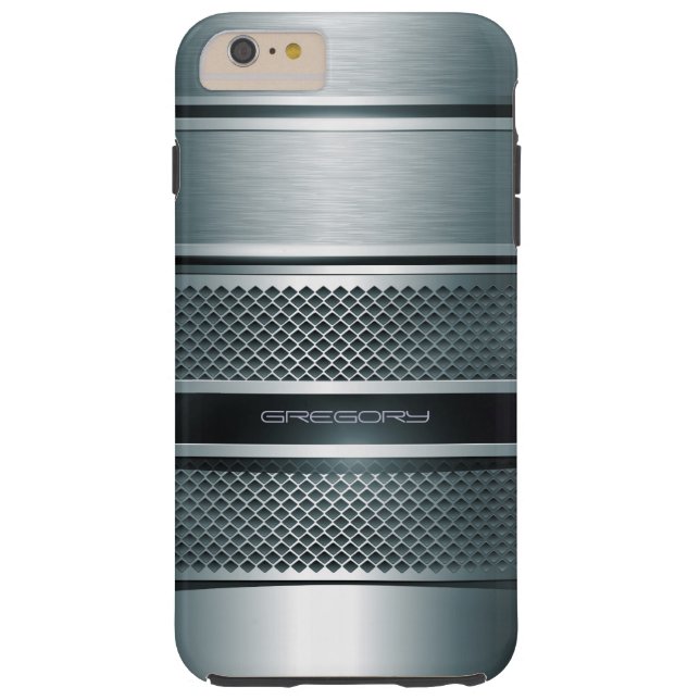 Funda De Case-Mate Para iPhone Fondo de las franjas metálicas grises azules (Reverso)