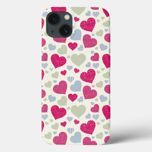 Funda De Case-Mate Para iPhone Fondo de los corazones (Reverso)