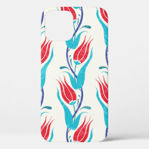 Funda Para iPhone 12 Fondo de los tulipanes. Motif turco tradicional. c