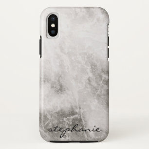 Funda Para iPhone X Fondo de mármol con monograma