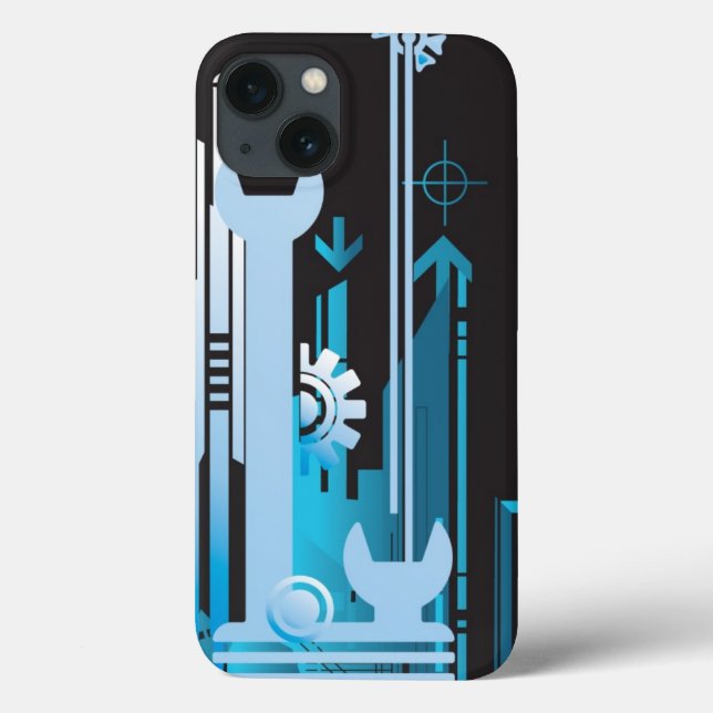 Funda De Case-Mate Para iPhone Fondo de medio tono técnico 3 (Reverso)