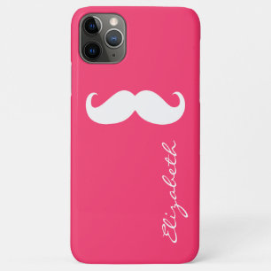 Funda Para iPhone 11 Pro Max Fondo de Mustache Plata de Color Rosa Caliente