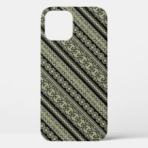 Funda Para iPhone 12 Fondo de ornamento de ukraine de oliva negra suave