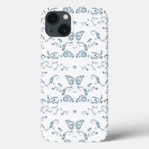 Funda Para iPhone 13 fondo de pantalla azul y blanco con un patrón