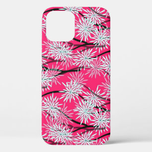 Funda Para iPhone 12 Fondo de pantalla floral retro asiático.