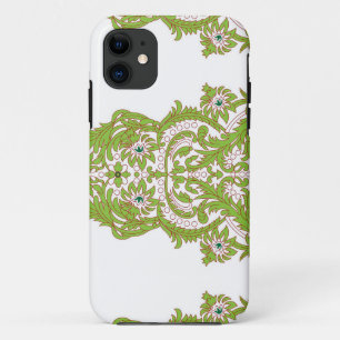 Funda Para iPhone 11 fondo de pantalla verde y blanco con motivos ornam