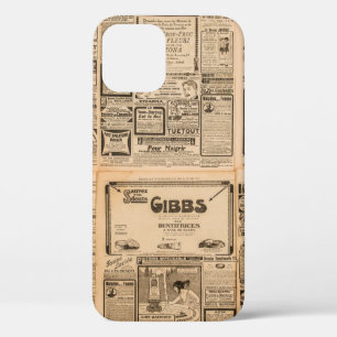 Funda Para iPhone 12 Fondo de papel usado. Vieja página de periódico co