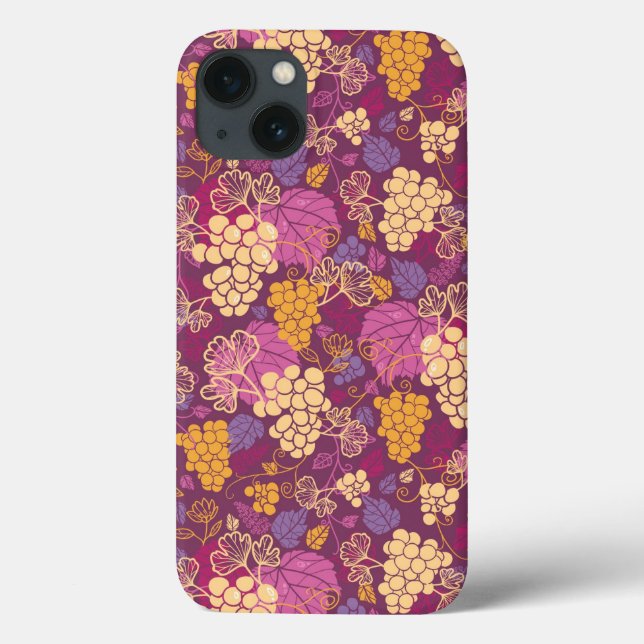 Funda De Case-Mate Para iPhone Fondo de patrón de cepas de uva dulce (Reverso)