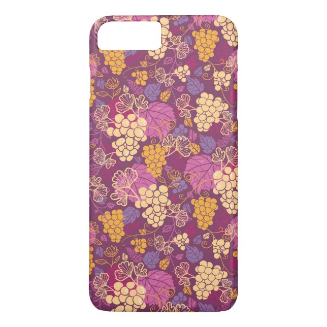 Funda De Case-Mate Para iPhone Fondo de patrón de cepas de uva dulce (Reverso)