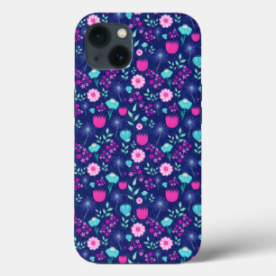 Funda Para iPhone 13 Fondo de patrón floral corto