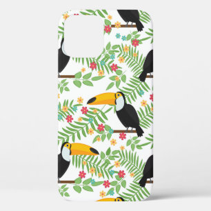 Funda Para iPhone 12 Fondo de patrón sin costuras para aves tropicales.
