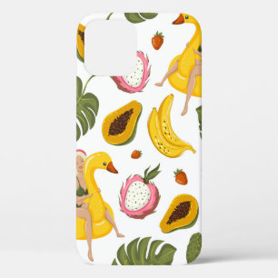 Funda Para iPhone 12 Fondo de patrón sin soldadura de verano con color