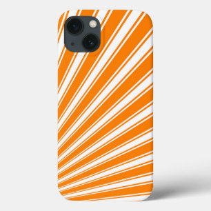 Funda Para iPhone 13 Fondo de rayas de sol funky Naranja retro