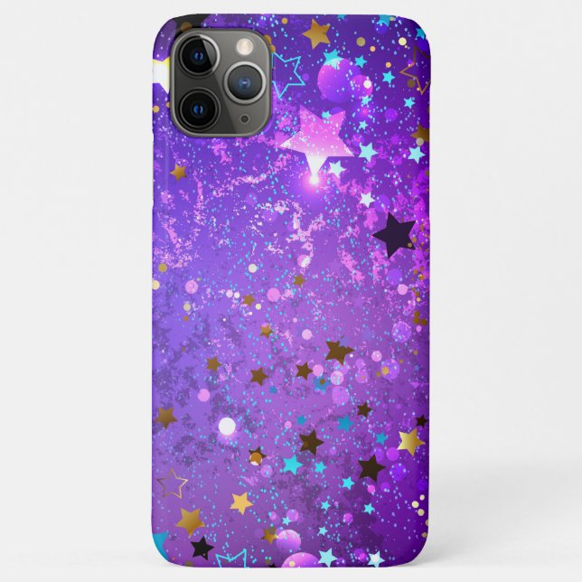 Funda De Case-Mate Para iPhone Fondo de Relieve metalizado púrpura con estrellas (Reverso)
