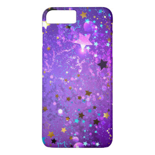Funda Para iPhone 8 Plus/7 Plus Fondo de Relieve metalizado púrpura con estrellas