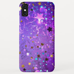 Funda Para iPhone XS Max Fondo de Relieve metalizado púrpura con estrellas