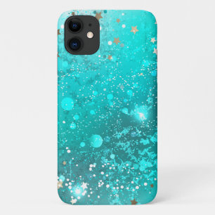 Funda Para iPhone 11 Fondo de Relieve metalizado turquesa de mimbre