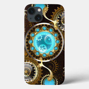 Funda Para iPhone 13 Fondo de roscas de vapor con lentes turquesas