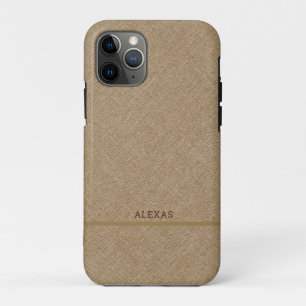 Funda Para iPhone 11 Pro Fondo de textura de línea falsa marrón claro