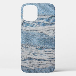 Funda Para iPhone 12 Fondo de textura de vaqueros de denim azul rotos. 