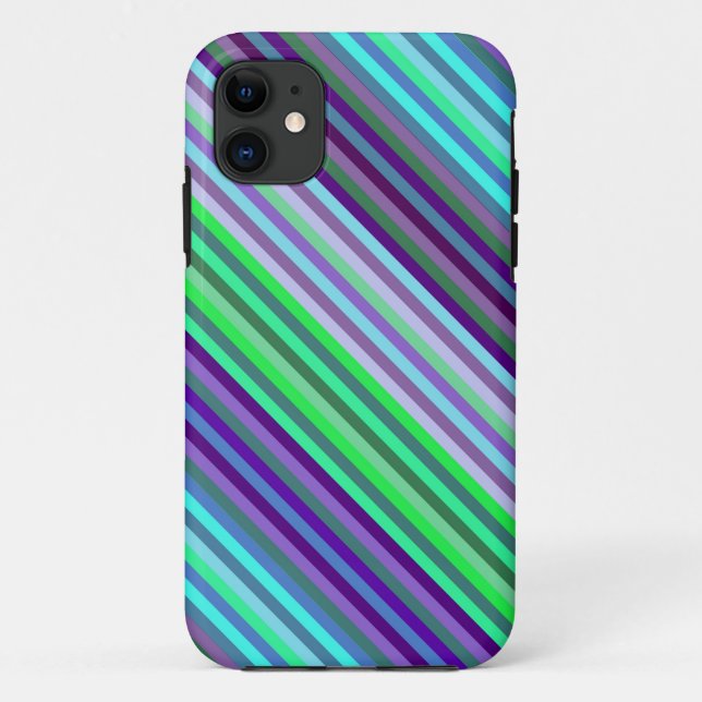 Funda De Case-Mate Para iPhone Fondo de tiras cian lima púrpura (Reverso)
