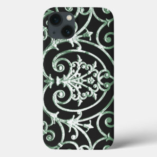 Funda Para iPhone 13 Fondo de volutas verde y negro Case-Mate iPhon