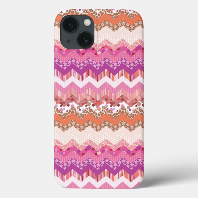 Funda De Case-Mate Para iPhone Fondo de zigzag rosa (Reverso)