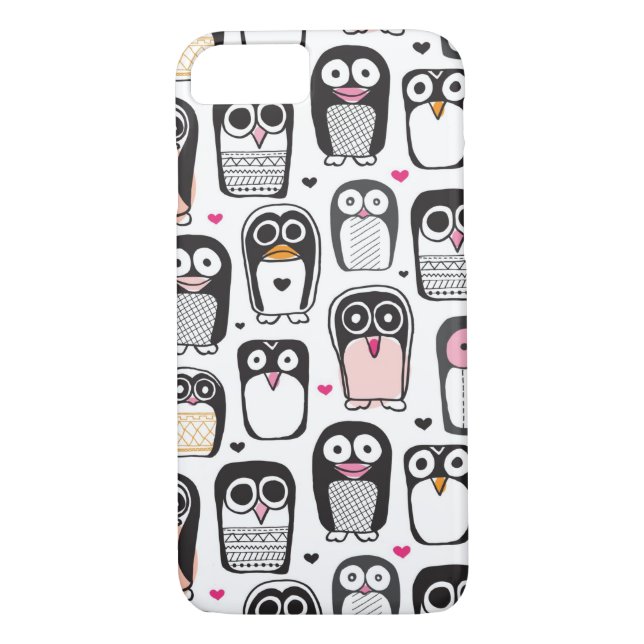 Funda De Case-Mate Para iPhone fondo del ilustracion del pájaro del pingüino (Reverso)