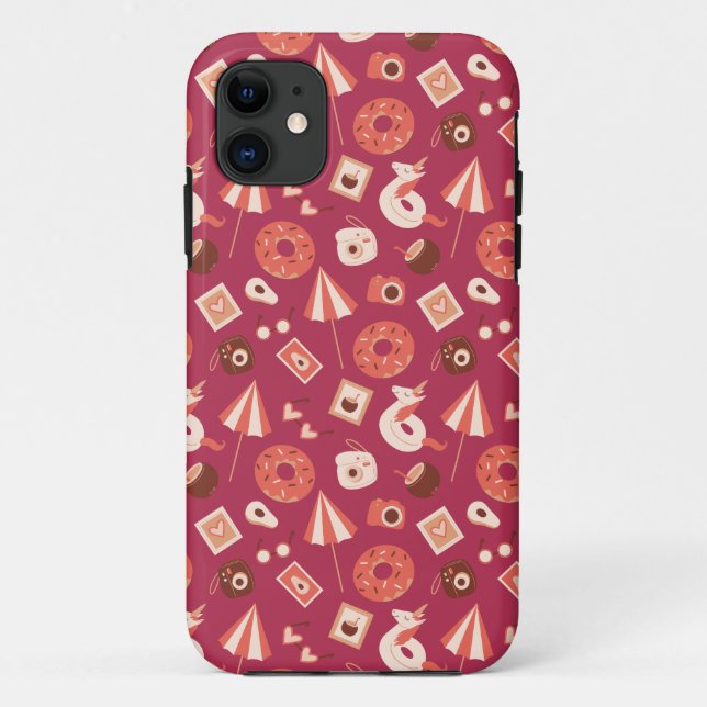 Funda De Case-Mate Para iPhone Fondo del marrón de las cosas de verano (Reverso)