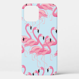 Funda Para iPhone 12 Fondo del patrón fluido del ave flamingo tropical