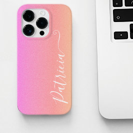 Funda Para iPhone 12 Fondo del pincel de Rubor rosa Nombre personalizad