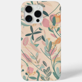 Funda Para iPhone 15 Pro Max Fondo estético grisáceo botánico rosado