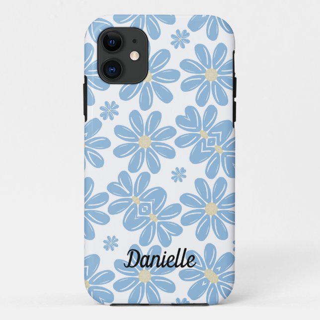 Funda De Case-Mate Para iPhone Fondo Floral Azul - Funda personalizada para iPhon (Reverso)
