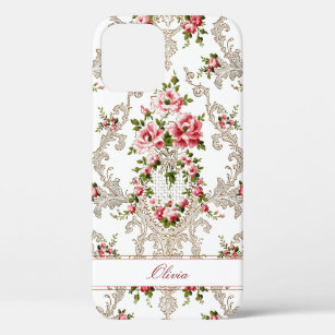 Funda Para iPhone 12 Fondo floral-blanco rococó francés personalizado