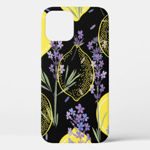 Funda Para iPhone 12 Fondo floral con flores de lavanda dibujadas a man