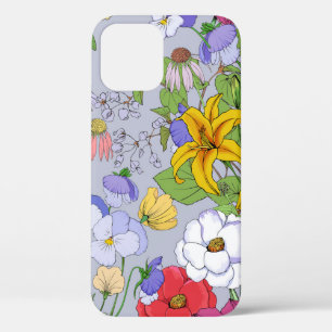 Funda Para iPhone 12 Fondo floral de cosecha ininterrumpida. Lilies, pa
