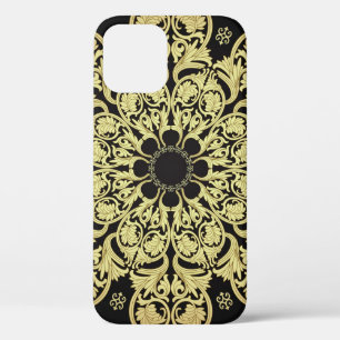 Funda Para iPhone 12 Fondo Floral De Lujo Dorado Swirls