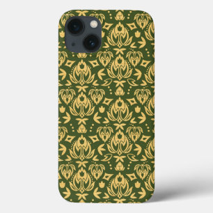 Funda Para iPhone 13 Fondo floral de madera del modelo del damasco
